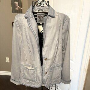 Point Zero Vegan Leather Jacket Sky Blue Size L NWT